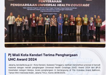 Pj Wali Kota Kendari Terima Penghargaan UHC Award 2024