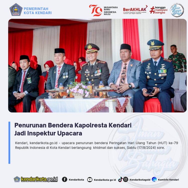 Penurunan Bendera Kapolresta Kendari Jadi Inspektur Upacara