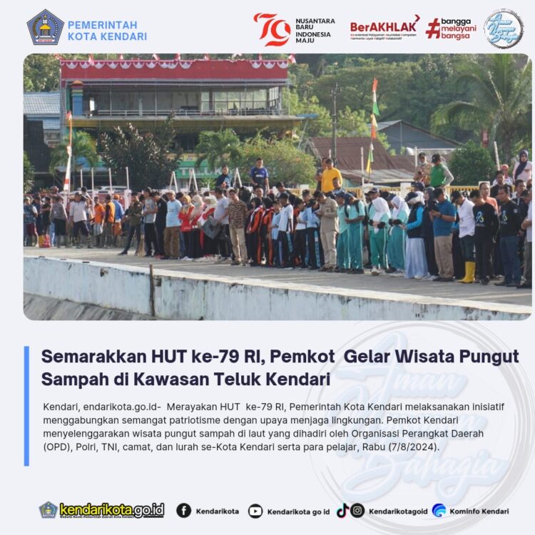 Semarakkan HUT ke-79 RI, Pemkot Gelar Wisata Pungut Sampah di Kawasan Teluk Kendari