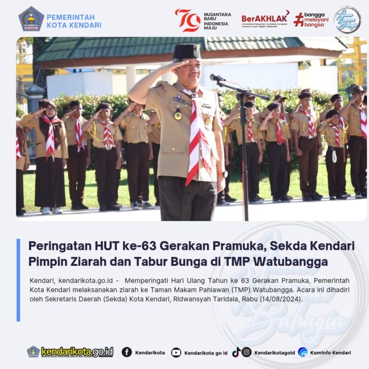 Peringatan HUT ke-63 Gerakan Pramuka, Sekda Kendari Pimpin Ziarah dan Tabur Bunga di TMP Watubangga