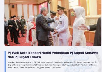 Pj Wali Kota Kendari Hadiri Pelantikan Pj Bupati Konawe dan Pj Bupati Kolaka