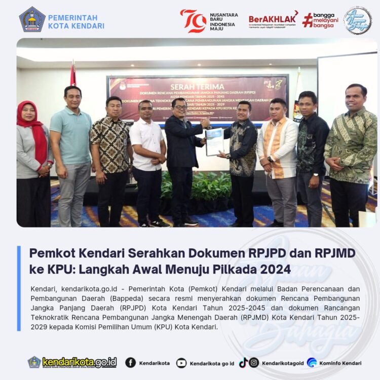 Pemkot Kendari Serahkan Dokumen RPJPD dan RPJMD ke KPU: Langkah Awal Menuju Pilkada 2024