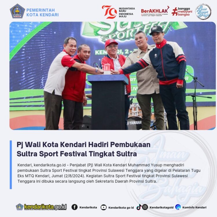Pj Wali Kota Kendari Hadiri Pembukaan Sultra Sport Festival Tingkat Sultra
