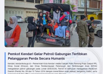 Pemkot Kendari Gelar Patroli Gabungan Tertibkan Pelanggaran Perda Secara Humanis