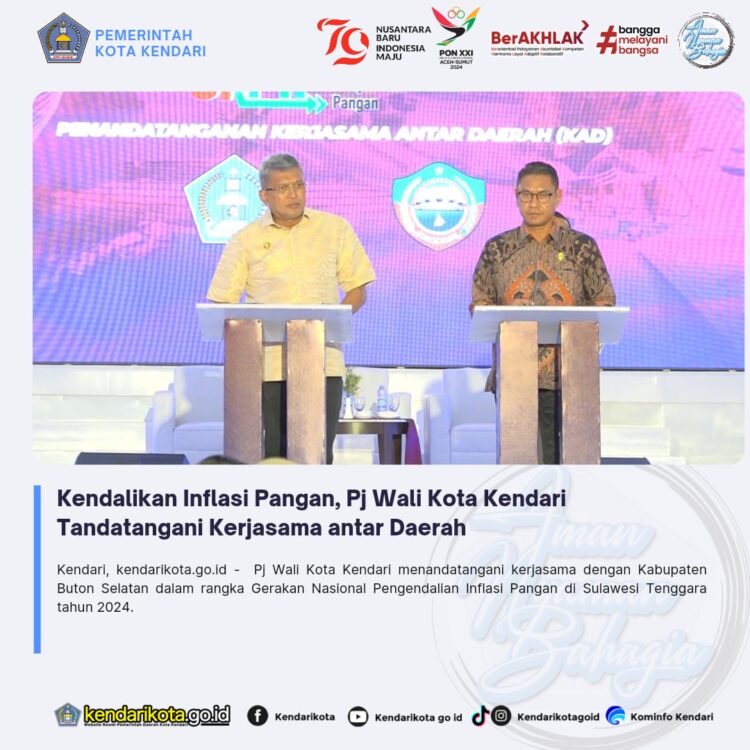 Kendalikan Inflasi Pangan, Pj Wali Kota Kendari Tandatangani Kerjasama antar Daerah