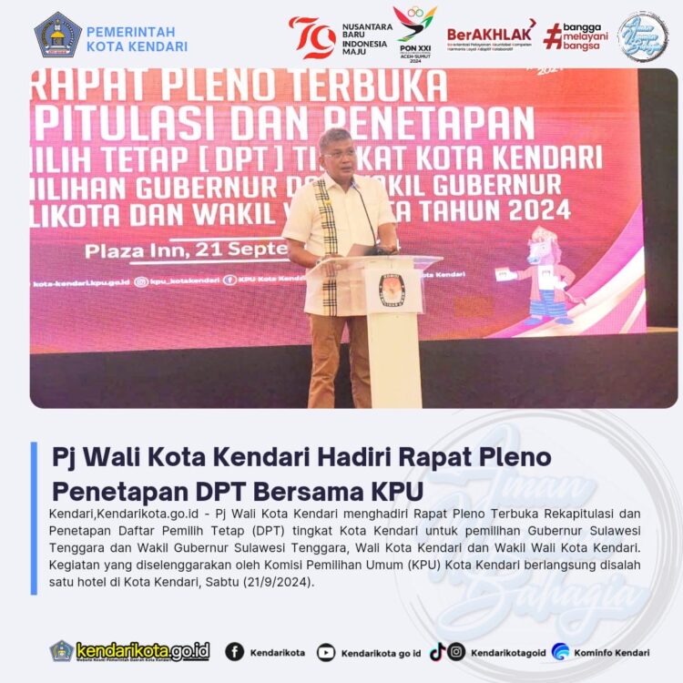Pj Wali Kota Kendari Hadiri Rapat Pleno Penetapan DPT Bersama KPU
