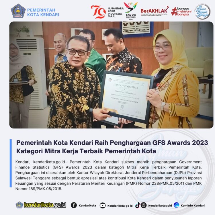 Pemerintah Kota Kendari Raih Penghargaan GFS Awards 2023 Kategori Mitra Kerja Terbaik Pemerintah Kota
