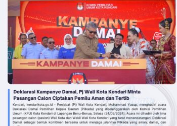 Deklarasi Kampanye Damai, Pj Wali Kota Kendari Minta Pasangan Calon Ciptakan Pemilu Aman dan Tertib