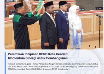 Pelantikan Pimpinan DPRD Kota Kendari: Momentum Sinergi untuk Pembangunan
