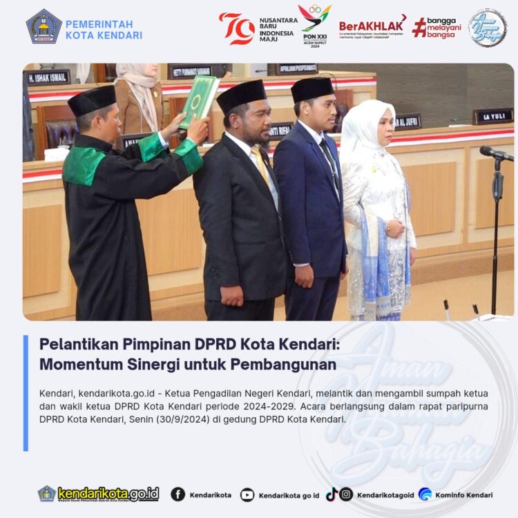 Pelantikan Pimpinan DPRD Kota Kendari: Momentum Sinergi untuk Pembangunan