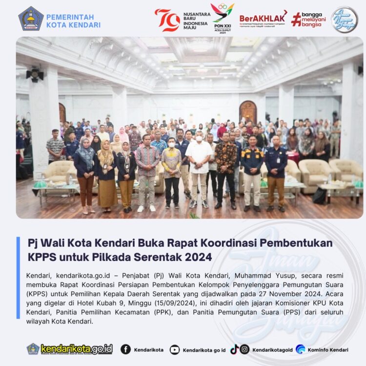 Pj Wali Kota Kendari Buka Rapat Koordinasi Pembentukan KPPS untuk Pilkada Serentak 2024
