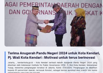 Terima Anugerah Pandu Negeri 2024 untuk Kota Kendari, Pj. Wali Kota Kendari : Motivasi untuk terus berinovasi