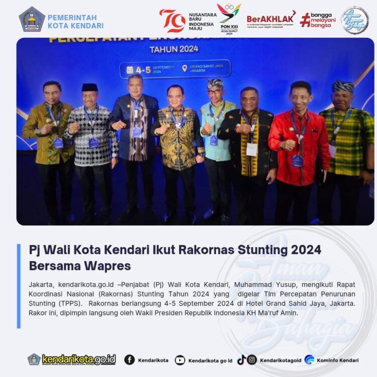 Pj Wali Kota Kendari Ikut Rakornas Stunting 2024 Bersama Wapres