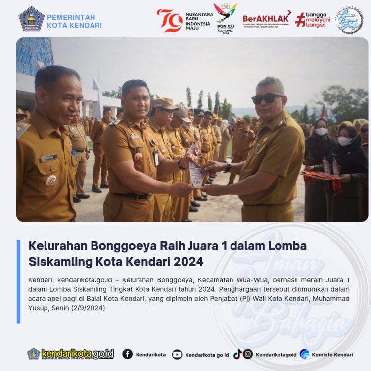 Kelurahan Bonggoeya Raih Juara 1 dalam Lomba Siskamling Kota Kendari 2024