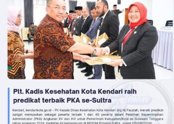 Plt Kadis Kesehatan Kota Kendari Raih Predikat Terbaik PKA se-Sultra