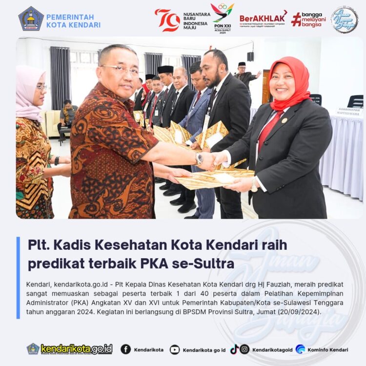Plt Kadis Kesehatan Kota Kendari Raih Predikat Terbaik PKA se-Sultra