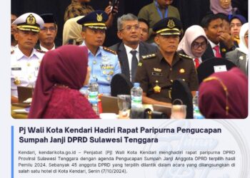 Pj Wali Kota Kendari Hadiri Rapat Paripurna Pengucapan Sumpah Janji DPRD Sulawesi Tenggara