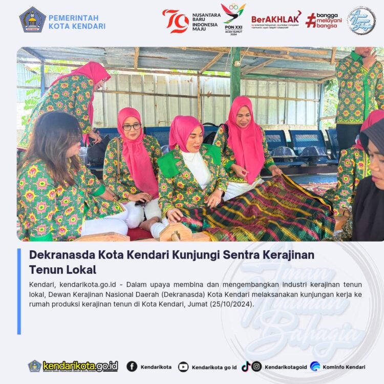Dekranasda Kota Kendari Kunjungi Sentra Kerajinan Tenun Lokal