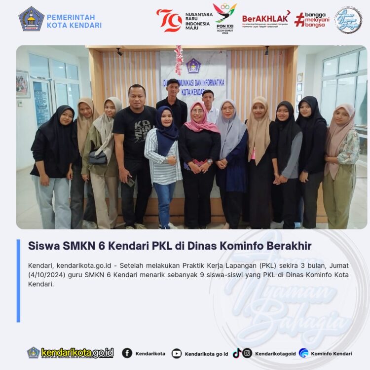 Siswa SMKN 6 Kendari PKL di Dinas Kominfo Berakhir