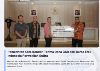 Pemerintah Kota Kendari Terima Dana CSR dari Bursa Efek Indonesia Perwakilan Sultra