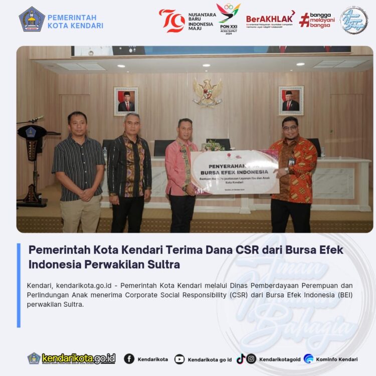 Pemerintah Kota Kendari Terima Dana CSR dari Bursa Efek Indonesia Perwakilan Sultra