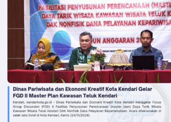 Dinas Pariwisata dan Ekonomi Kreatif Kota Kendari Gelar FGD II Master Plan Kawasan Teluk Kendari