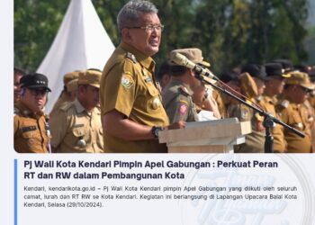 Pj Wali Kota Kendari Pimpin Apel Gabungan : Perkuat Peran RT dan RW dalam Pembangunan Kota