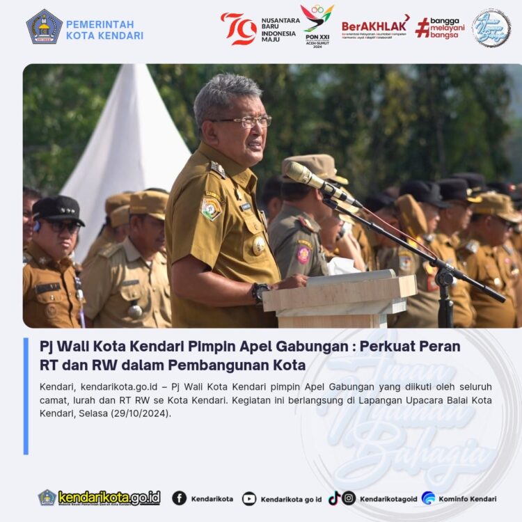 Pj Wali Kota Kendari Pimpin Apel Gabungan : Perkuat Peran RT dan RW dalam Pembangunan Kota