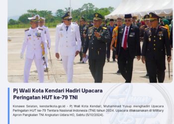 Pj Wali Kota Kendari Hadiri Upacara Peringatan HUT ke-79 TNI