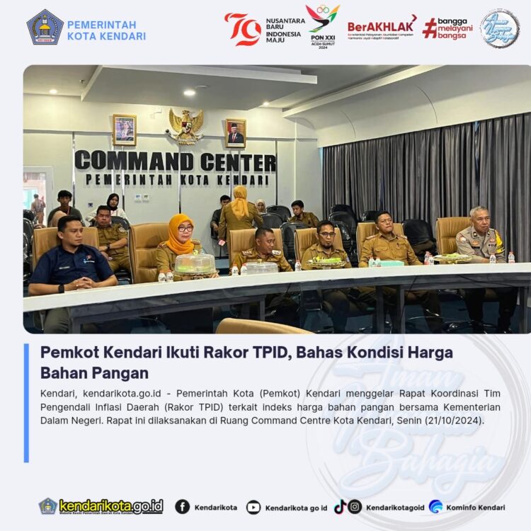 Pemkot Kendari Ikuti Rakor TPID, Bahas Kondisi Harga Bahan Pangan