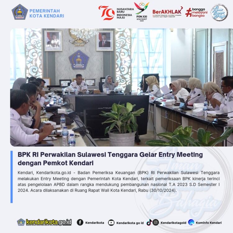 BPK RI Perwakilan Sulawesi Tenggara Gelar Entry Meeting dengan Pemkot Kendari