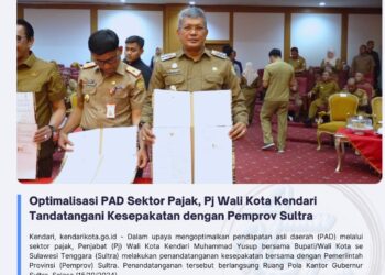 Optimalisasi PAD Sektor Pajak, Pj Wali Kota Kendari Tandatangani Kesepakatan dengan Pemprov Sultra