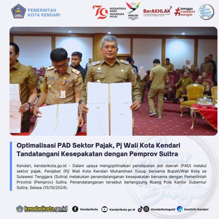 Optimalisasi PAD Sektor Pajak, Pj Wali Kota Kendari Tandatangani Kesepakatan dengan Pemprov Sultra