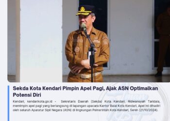 Sekda Kota Kendari Pimpin Apel Pagi, Ajak ASN Optimalkan Potensi Diri