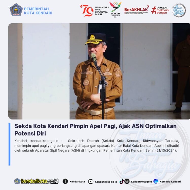 Sekda Kota Kendari Pimpin Apel Pagi, Ajak ASN Optimalkan Potensi Diri