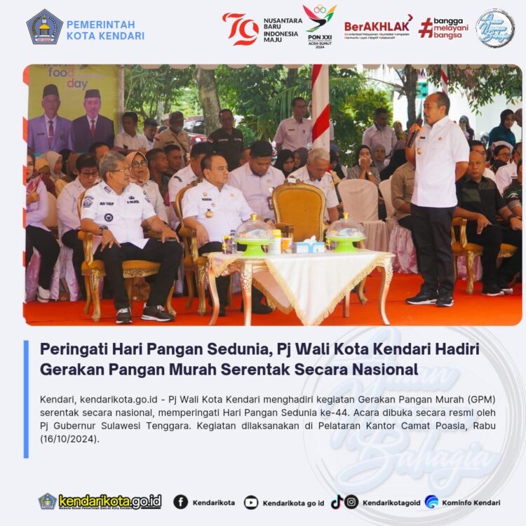 Peringati Hari Pangan Sedunia, Pj Wali Kota Kendari Hadiri Gerakan Pangan Murah Serentak Secara Nasional