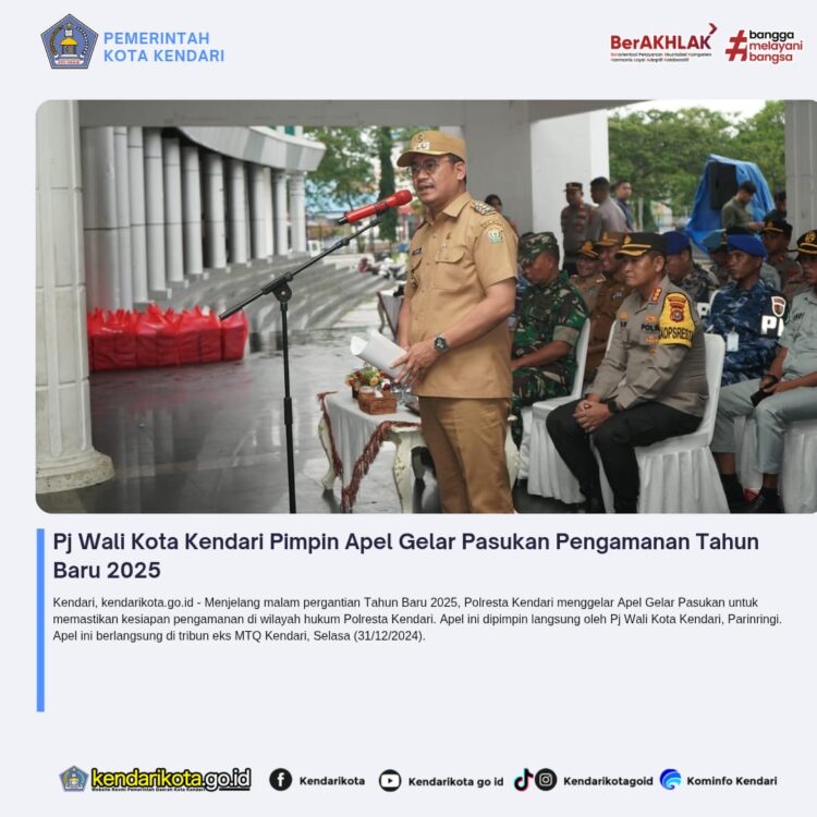 Pj Wali Kota Kendari Pimpin Apel Gelar Pasukan Pengamanan Tahun Baru 2025