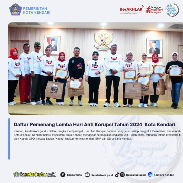 Daftar Pemenang Lomba Hari Anti Korupsi Tahun 2024 Kota Kendari