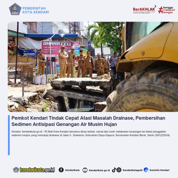 Pemkot Kendari Tindak Cepat Atasi Masalah Drainase, Pembersihan Sedimen Antisipasi Genangan Air Musim Hujan