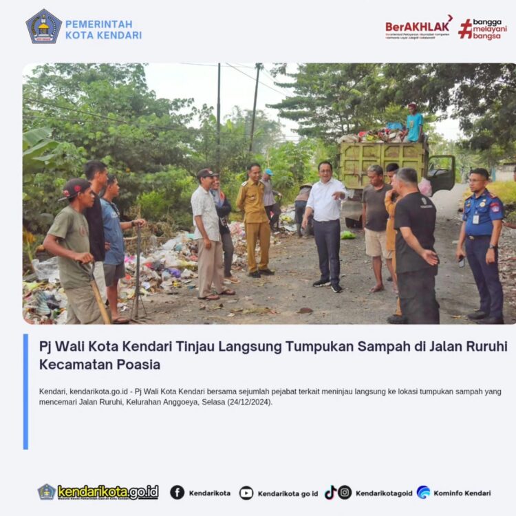 Pj Wali Kota Kendari Tinjau Langsung Tumpukan Sampah di Jalan Ruruhi Kecamatan Poasia