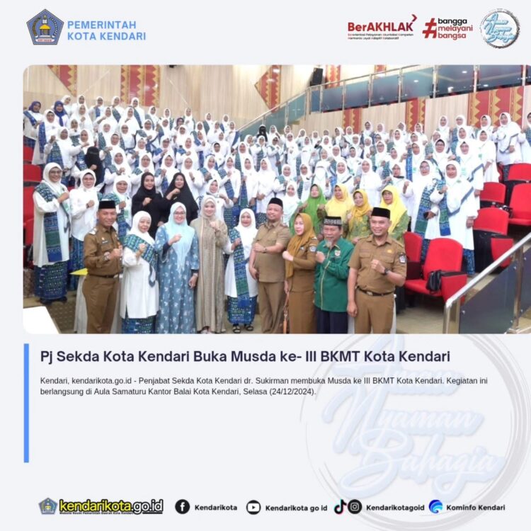 Pj Sekda Kota Kendari Buka Musda ke- III BKMT Kota Kendari