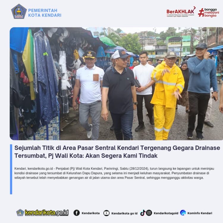 Sejumlah Titik di Area Pasar Sentral Kendari Tergenang Gegara Drainase Tersumbat, Pj Wali Kota: Akan Segera Kami Tindak