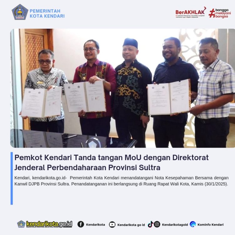 Pemkot Kendari Tanda Tangan MoU dengan Direktorat Jenderal Perbendaharaan Provinsi Sultra