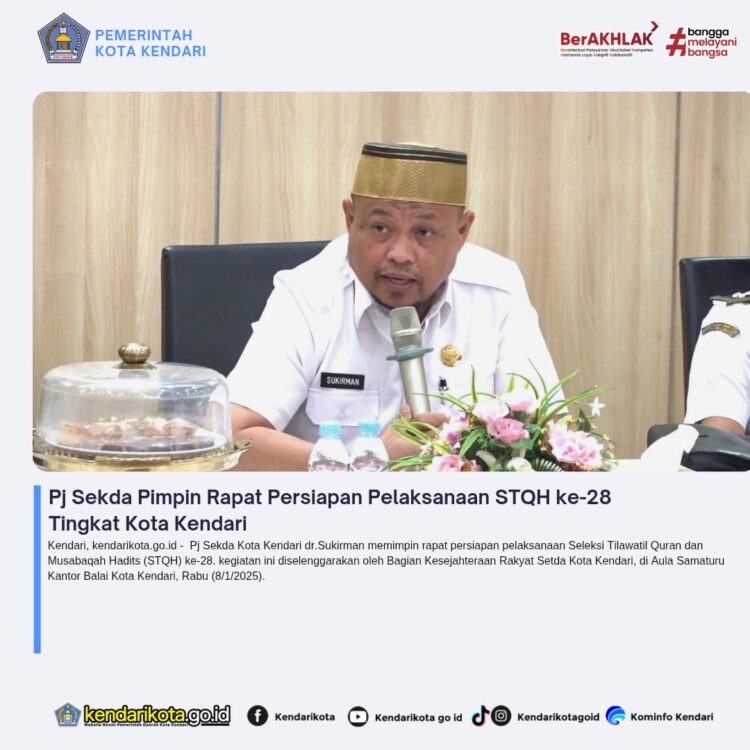 Pj Sekda Pimpin Rapat Persiapan Pelaksanaan STQH ke-28 Tingkat Kota Kendari
