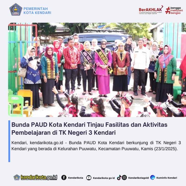 Bunda PAUD Kota Kendari Tinjau Fasilitas dan Aktivitas Pembelajaran di TK Negeri 3 Kendari
