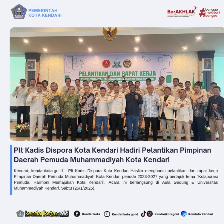 Plt Kadis Dispora Kota Kendari Hadiri Pelantikan Pimpinan Daerah Pemuda Muhammadiyah Kota Kendari