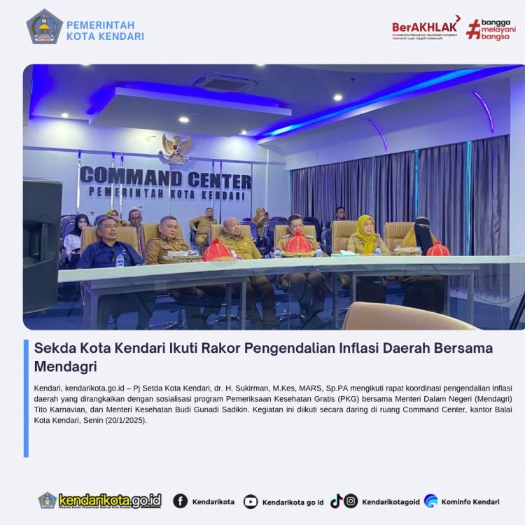 Sekda Kota Kendari Ikuti Rakor Pengendalian Inflasi Daerah Bersama Mendagri