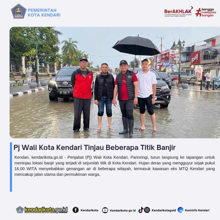 Pj Wali Kota Kendari Tinjau Beberapa Titik Banjir