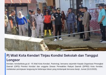 Pj Wali Kota Kendari Tinjau Kondisi Sekolah dan Tanggul Longsor