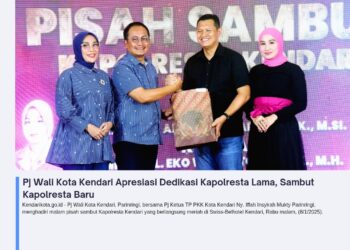 Pj Wali Kota Kendari Apresiasi Dedikasi Kapolresta Lama, Sambut Kapolresta Baru